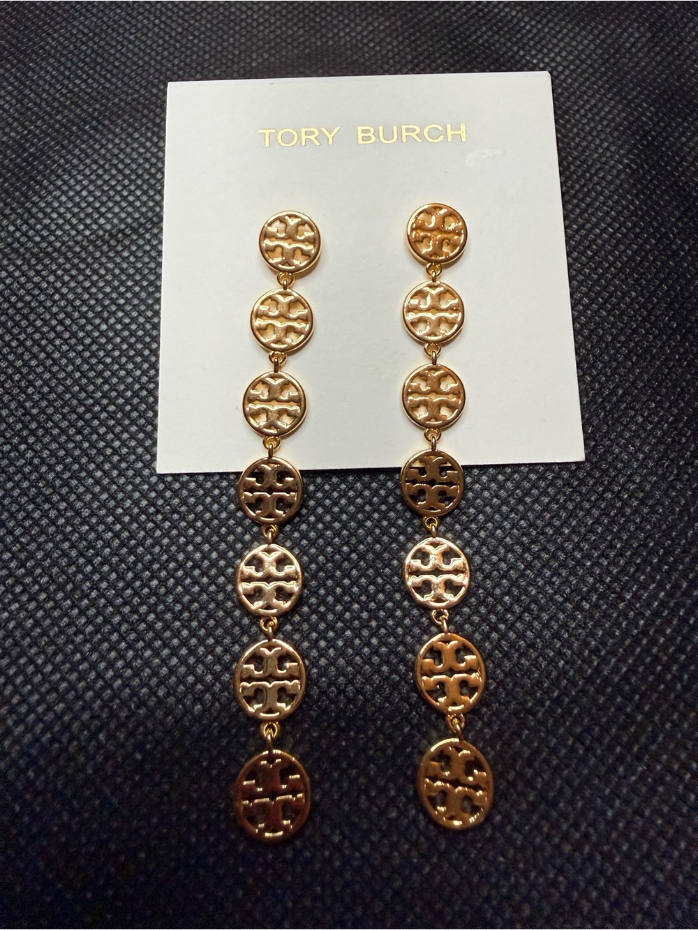 NEW Tory Burch Logo Linear
Patchwork Drop Earrings